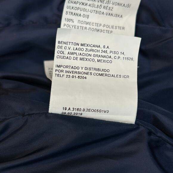 Benetton Puffer Vest Kids XL Age 10-11 Years Blue Hood Pockets United Colors - Picture 8 of 11